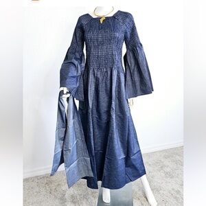 Elegant Blue Maxi Dress with Shawl Great for Western 
Theme Event